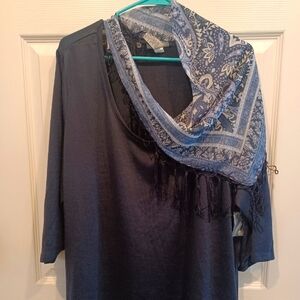 Catherines Super Light Weight Sweater with Scarf SIZE 3X. NEW WITH TAGS